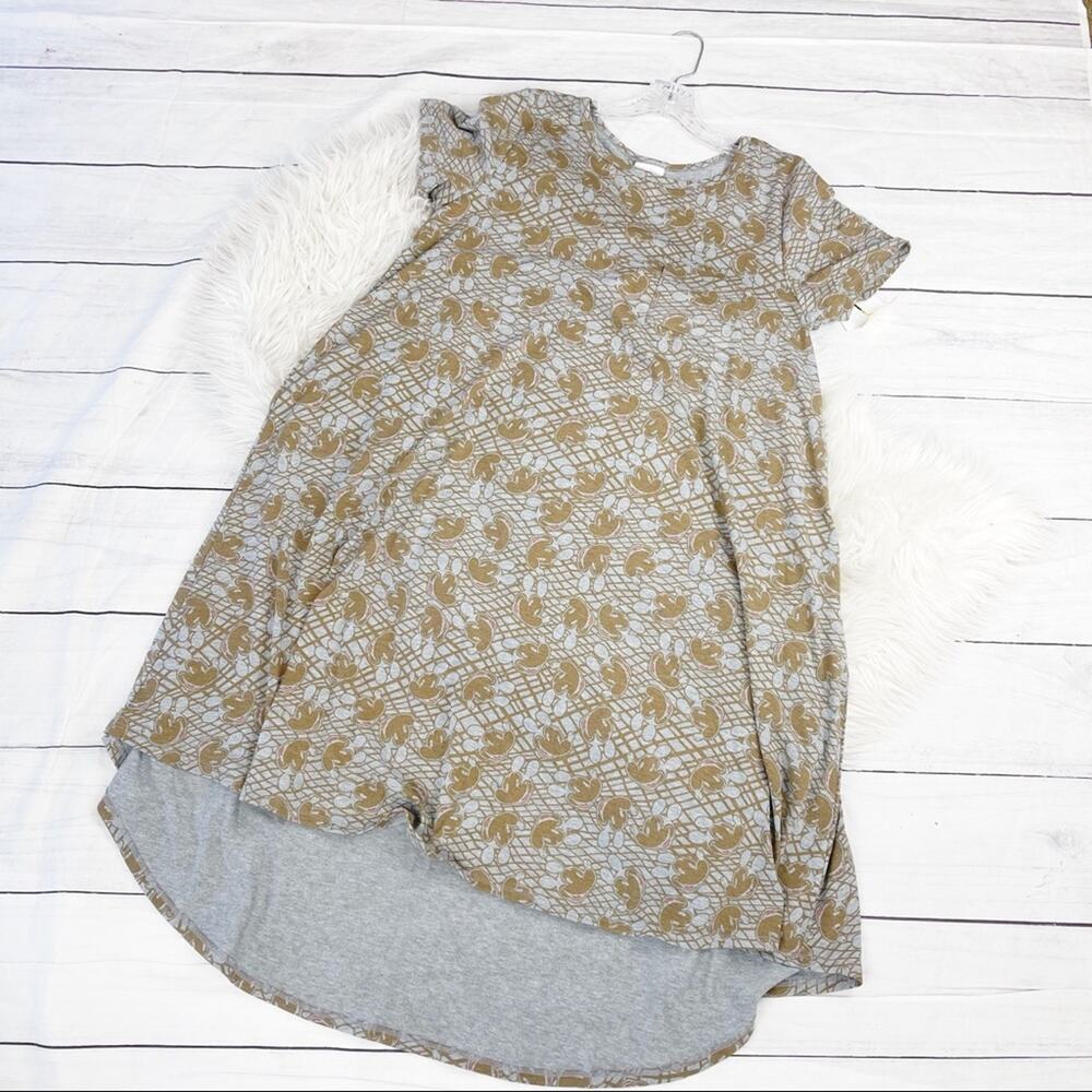 LuLaRoe Carly Disney Mickey Mouse Short Sleeve Dress‎ in Gray Size Large